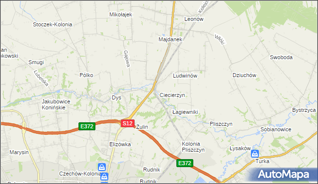 mapa Ciecierzyn gmina Niemce, Ciecierzyn gmina Niemce na mapie Targeo