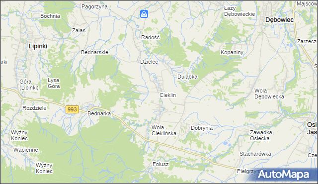 mapa Cieklin, Cieklin na mapie Targeo