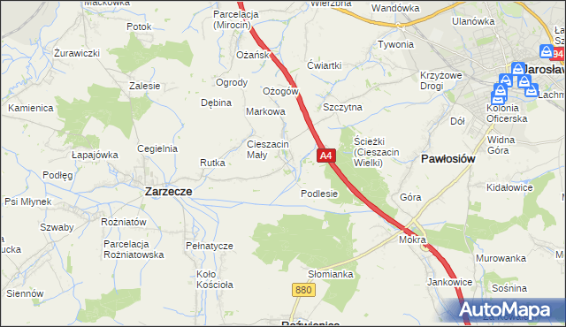 mapa Cieszacin Wielki, Cieszacin Wielki na mapie Targeo