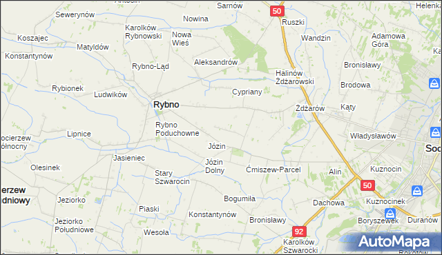 mapa Ćmiszew Rybnowski, Ćmiszew Rybnowski na mapie Targeo