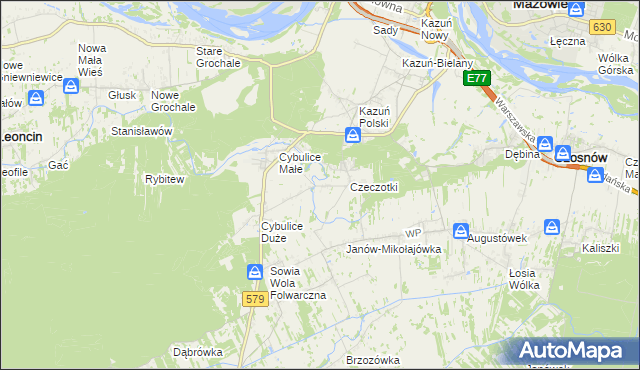 mapa Cybulice, Cybulice na mapie Targeo