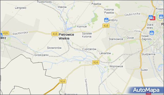 mapa Cyprzanów, Cyprzanów na mapie Targeo