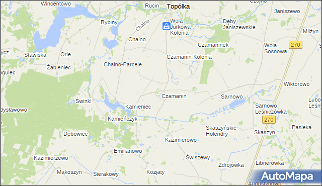 mapa Czamanin, Czamanin na mapie Targeo