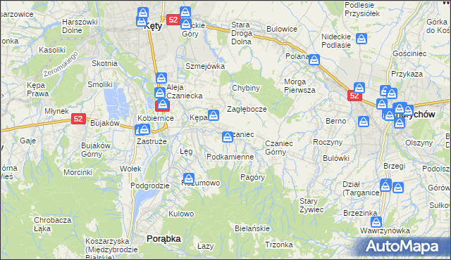 mapa Czaniec, Czaniec na mapie Targeo