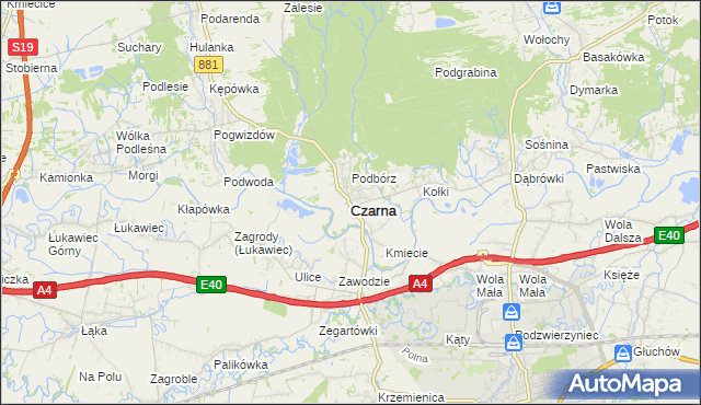 mapa Czarna powiat łańcucki, Czarna powiat łańcucki na mapie Targeo