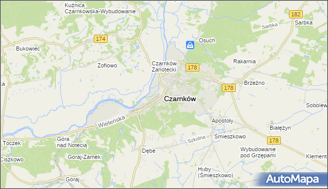 mapa Czarnków, Czarnków na mapie Targeo