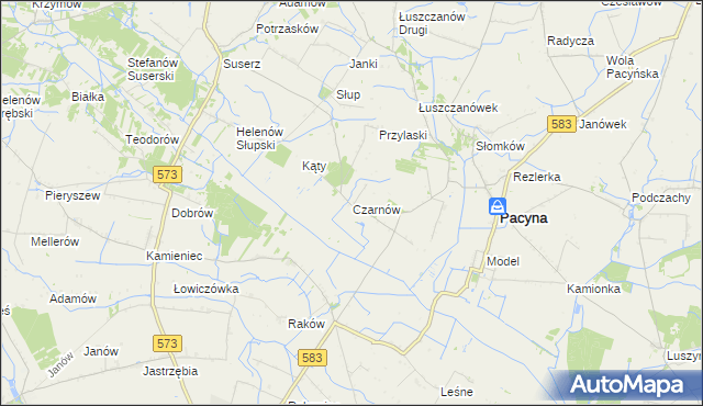 mapa Czarnów gmina Pacyna, Czarnów gmina Pacyna na mapie Targeo
