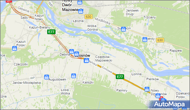 mapa Cząstków Mazowiecki, Cząstków Mazowiecki na mapie Targeo