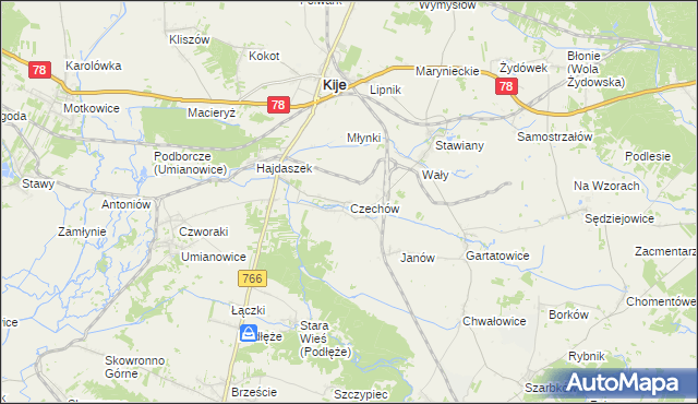 mapa Czechów gmina Kije, Czechów gmina Kije na mapie Targeo