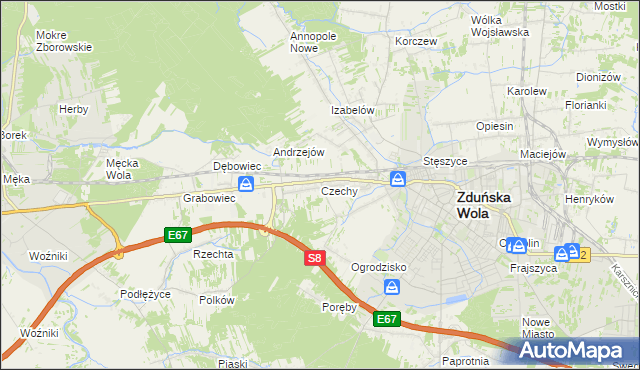 mapa Czechy gmina Zduńska Wola, Czechy gmina Zduńska Wola na mapie Targeo