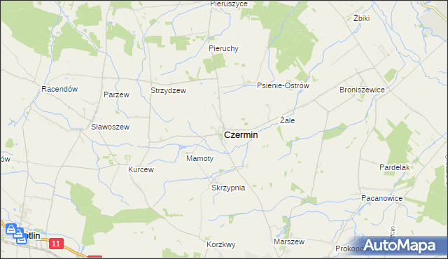 mapa Czermin powiat pleszewski, Czermin powiat pleszewski na mapie Targeo