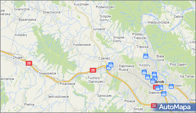 mapa Czerteż, Czerteż na mapie Targeo