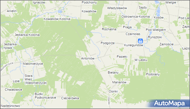 mapa Czerwona gmina Ciepielów, Czerwona gmina Ciepielów na mapie Targeo