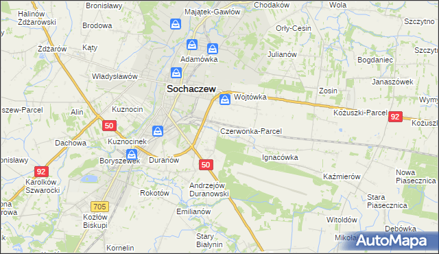 mapa Czerwonka-Parcel, Czerwonka-Parcel na mapie Targeo