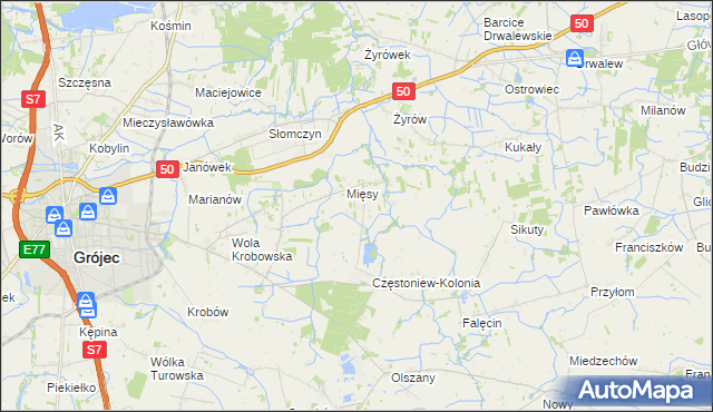 mapa Częstoniew, Częstoniew na mapie Targeo