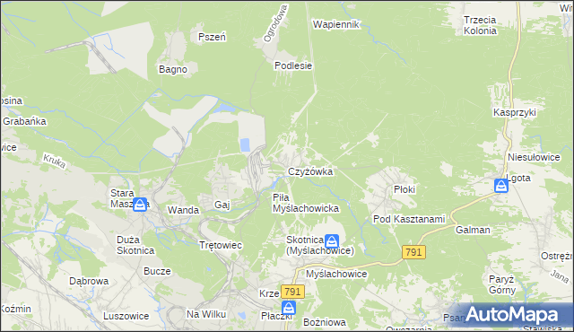 mapa Czyżówka gmina Trzebinia, Czyżówka gmina Trzebinia na mapie Targeo