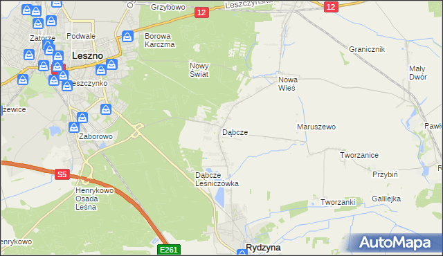 mapa Dąbcze, Dąbcze na mapie Targeo