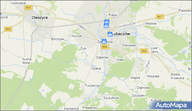 mapa Dąbków, Dąbków na mapie Targeo