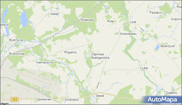 mapa Dąbrowa Białogardzka, Dąbrowa Białogardzka na mapie Targeo