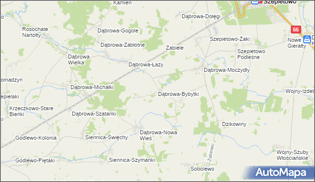 mapa Dąbrowa-Bybytki, Dąbrowa-Bybytki na mapie Targeo
