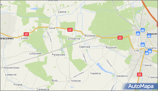 mapa Dąbrowa gmina Jarocin, Dąbrowa gmina Jarocin na mapie Targeo