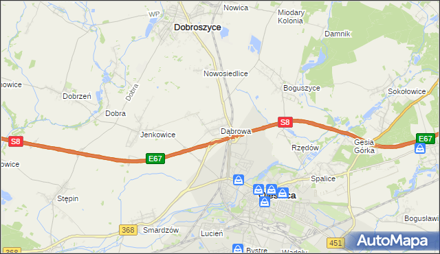 mapa Dąbrowa gmina Oleśnica, Dąbrowa gmina Oleśnica na mapie Targeo