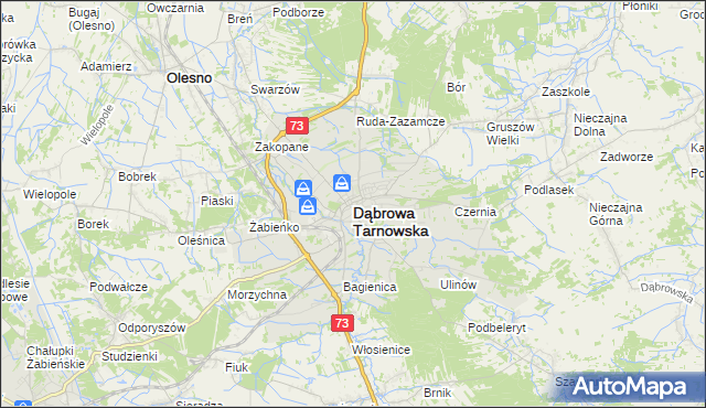 mapa Dąbrowa Tarnowska, Dąbrowa Tarnowska na mapie Targeo