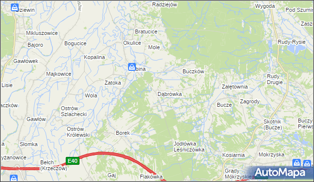 mapa Dąbrówka gmina Rzezawa, Dąbrówka gmina Rzezawa na mapie Targeo