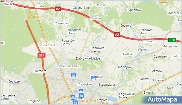 mapa Dąbrówka-Sowice, Dąbrówka-Sowice na mapie Targeo