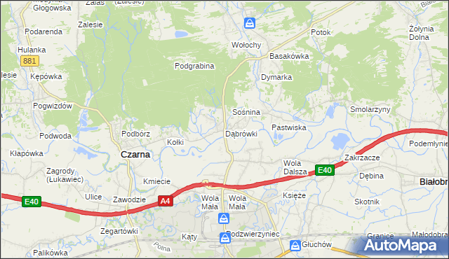 mapa Dąbrówki gmina Czarna, Dąbrówki gmina Czarna na mapie Targeo