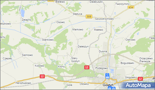 mapa Daleszyn, Daleszyn na mapie Targeo