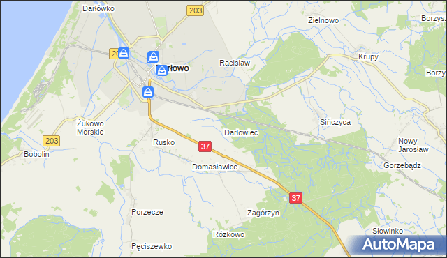 mapa Darłowiec, Darłowiec na mapie Targeo