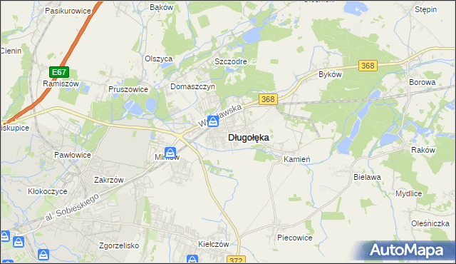 mapa Długołęka powiat wrocławski, Długołęka powiat wrocławski na mapie Targeo