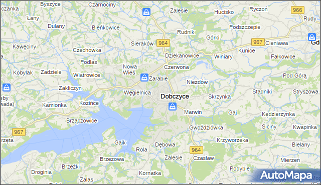 mapa Dobczyce, Dobczyce na mapie Targeo