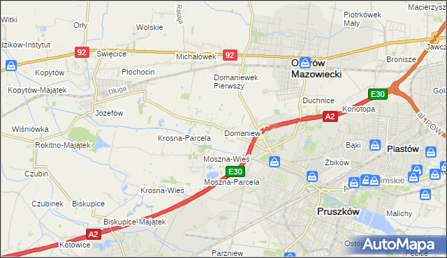 mapa Domaniew gmina Brwinów, Domaniew gmina Brwinów na mapie Targeo