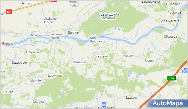 mapa Dręszew, Dręszew na mapie Targeo