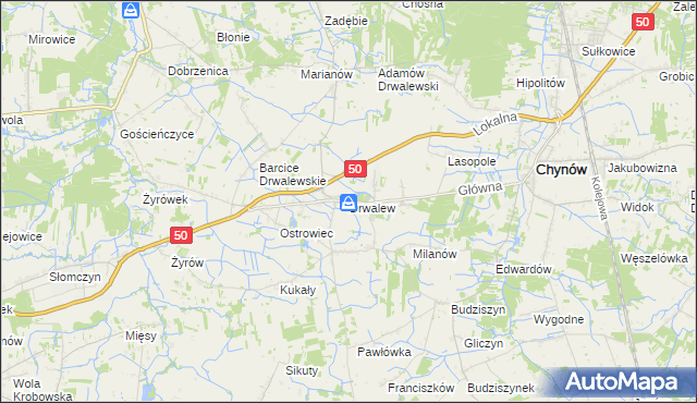 mapa Drwalew gmina Chynów, Drwalew gmina Chynów na mapie Targeo