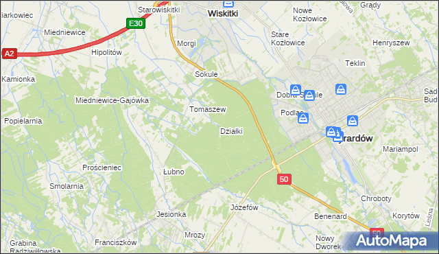 mapa Działki gmina Wiskitki, Działki gmina Wiskitki na mapie Targeo