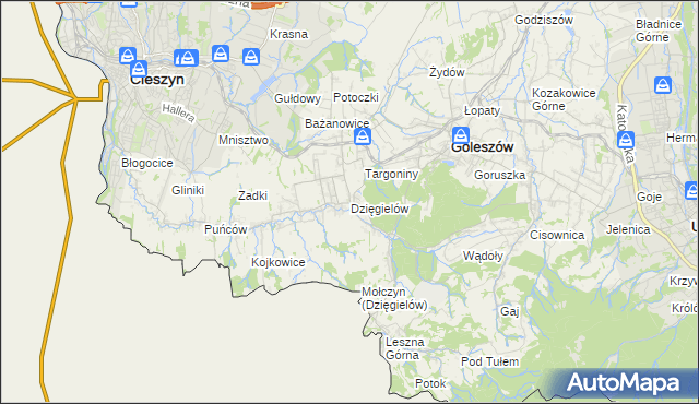 mapa Dzięgielów, Dzięgielów na mapie Targeo