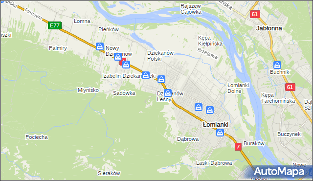 mapa Dziekanów Leśny, Dziekanów Leśny na mapie Targeo