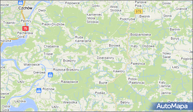 mapa Dzierżaniny, Dzierżaniny na mapie Targeo