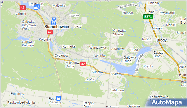 mapa Dziurów gmina Brody, Dziurów gmina Brody na mapie Targeo