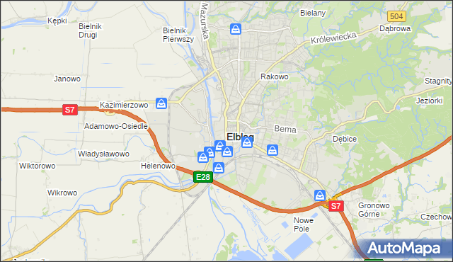 mapa Elbląga, Elbląg na mapie Targeo
