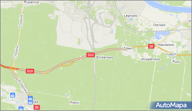 mapa Emilianowo gmina Nowa Wieś Wielka, Emilianowo gmina Nowa Wieś Wielka na mapie Targeo