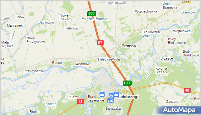 mapa Falęcice, Falęcice na mapie Targeo