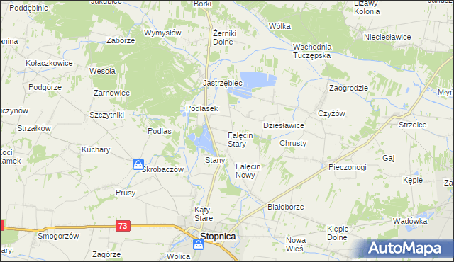 mapa Falęcin Stary, Falęcin Stary na mapie Targeo