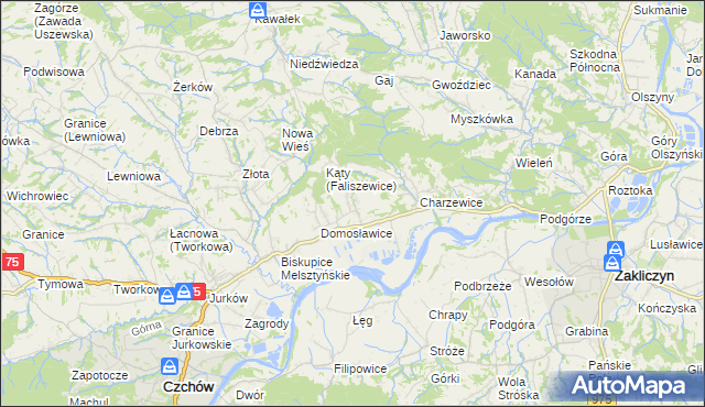 mapa Faliszewice, Faliszewice na mapie Targeo