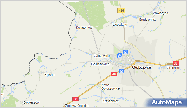 mapa Gadzowice, Gadzowice na mapie Targeo