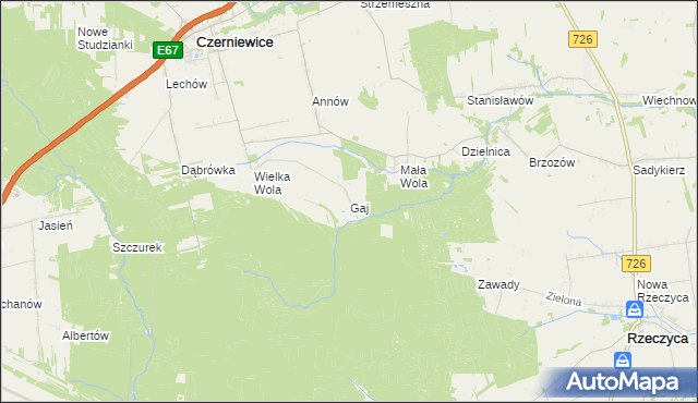 mapa Gaj gmina Czerniewice, Gaj gmina Czerniewice na mapie Targeo