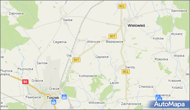 mapa Gajowice, Gajowice na mapie Targeo